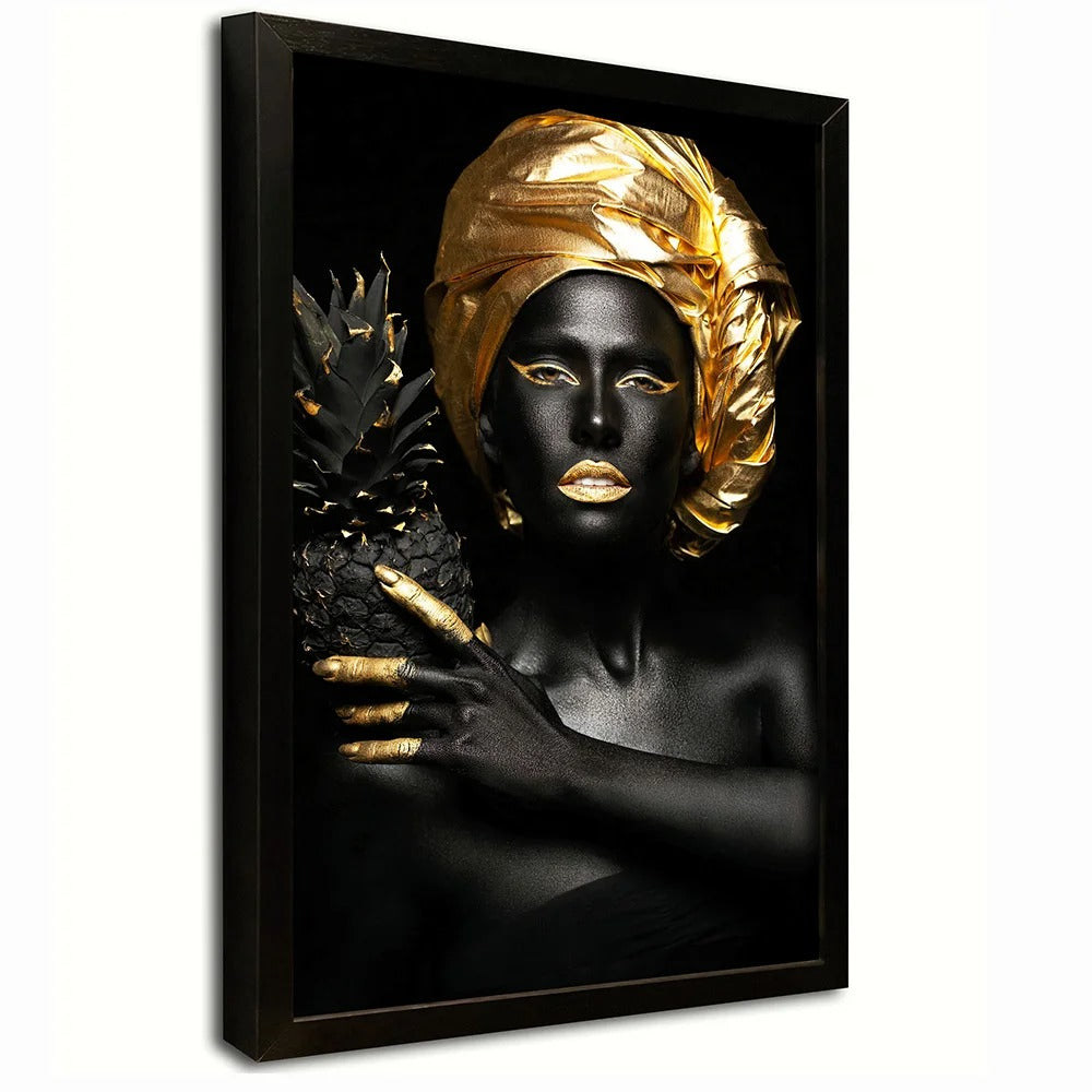 Black Woman Gold Canvas