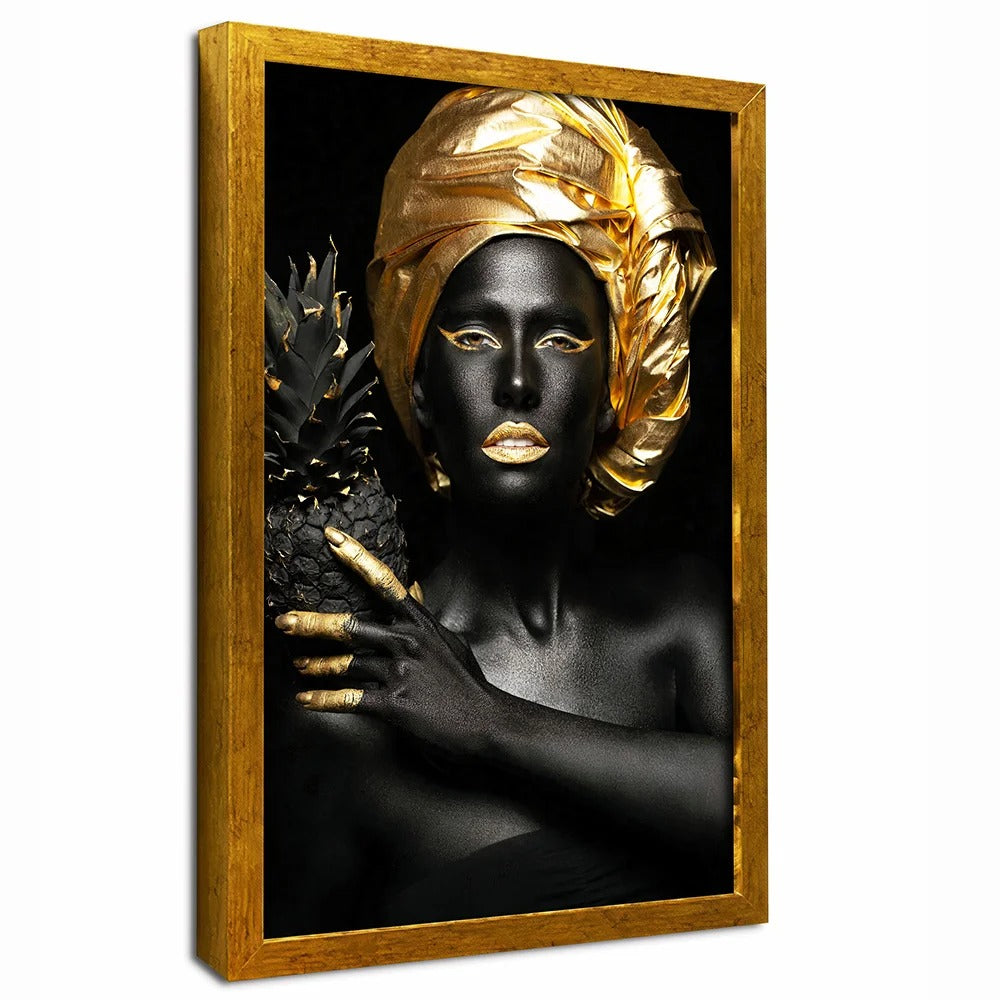 Black Woman Gold Canvas