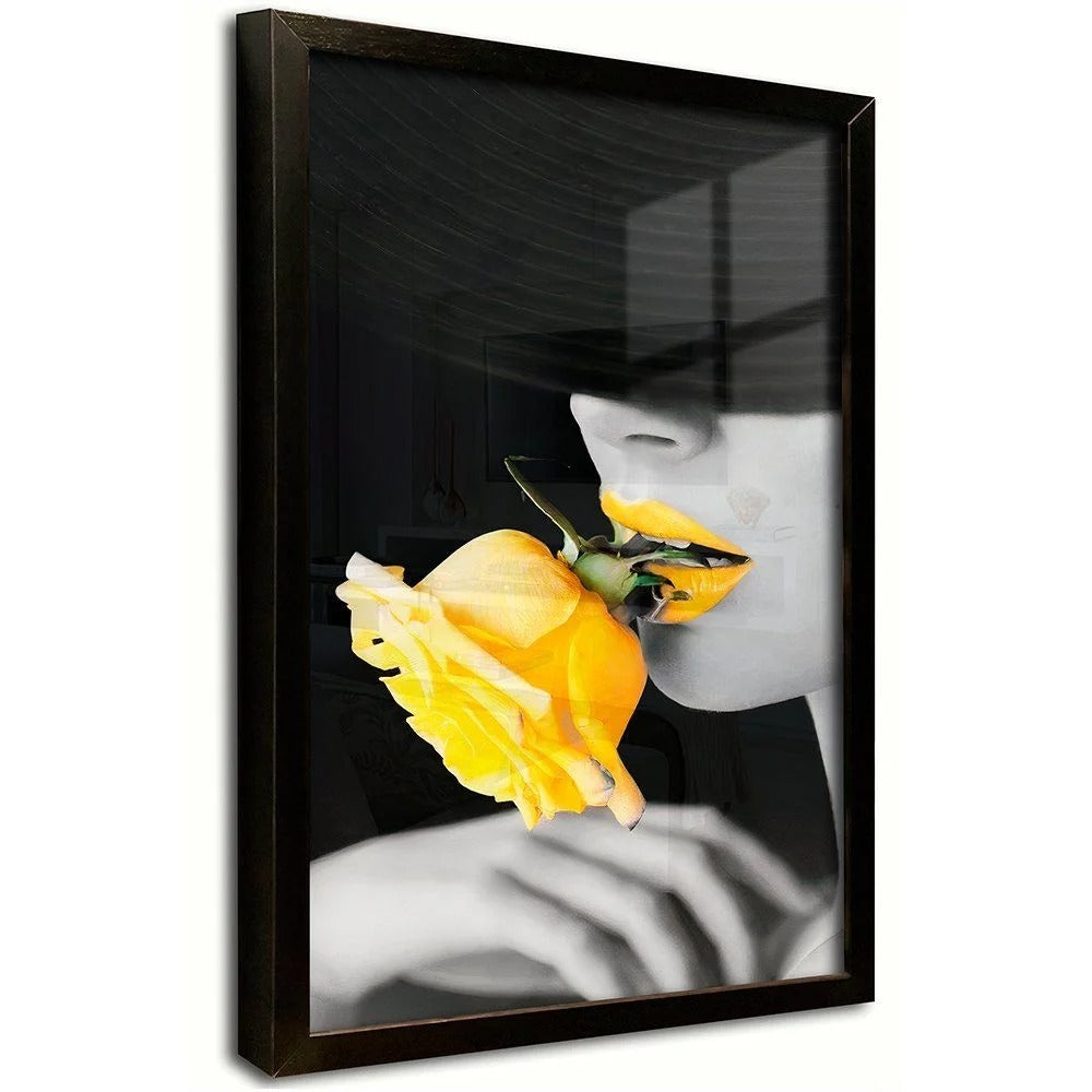 Yellow Rose Woman Canvas