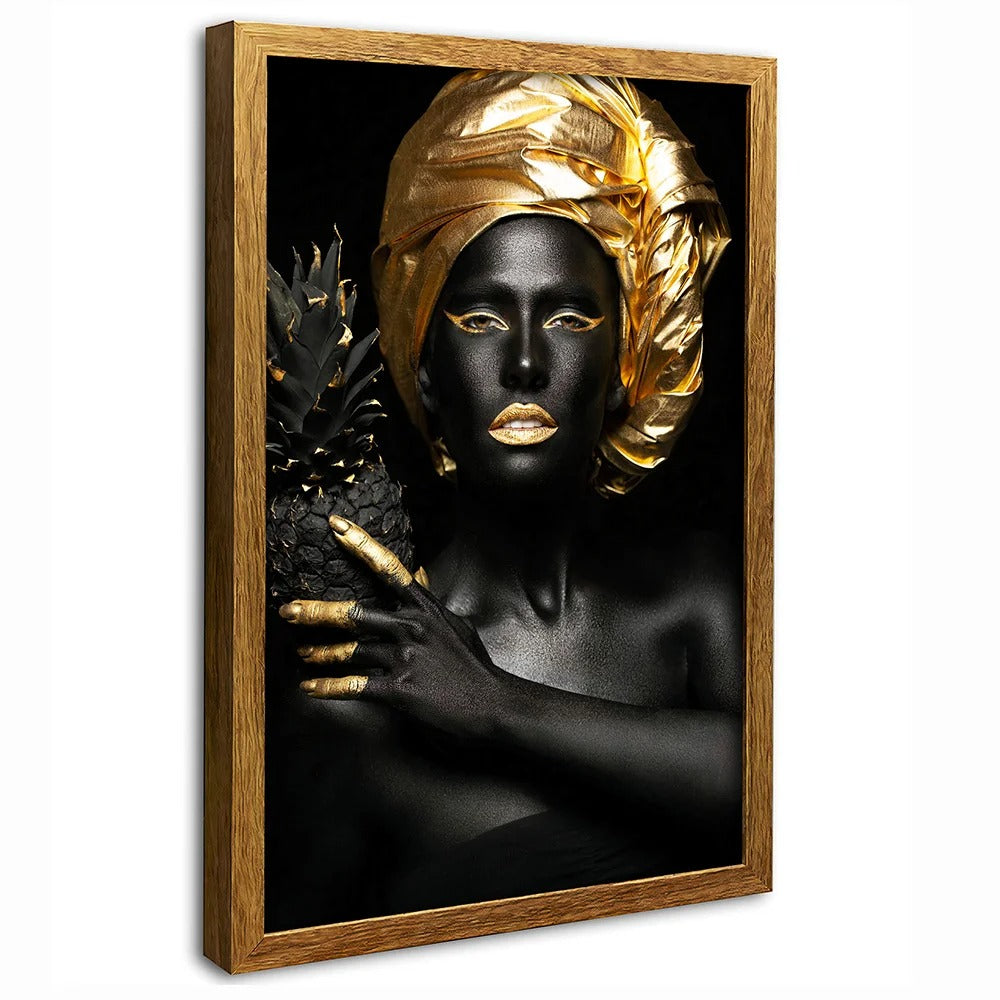 Black Woman Gold Canvas