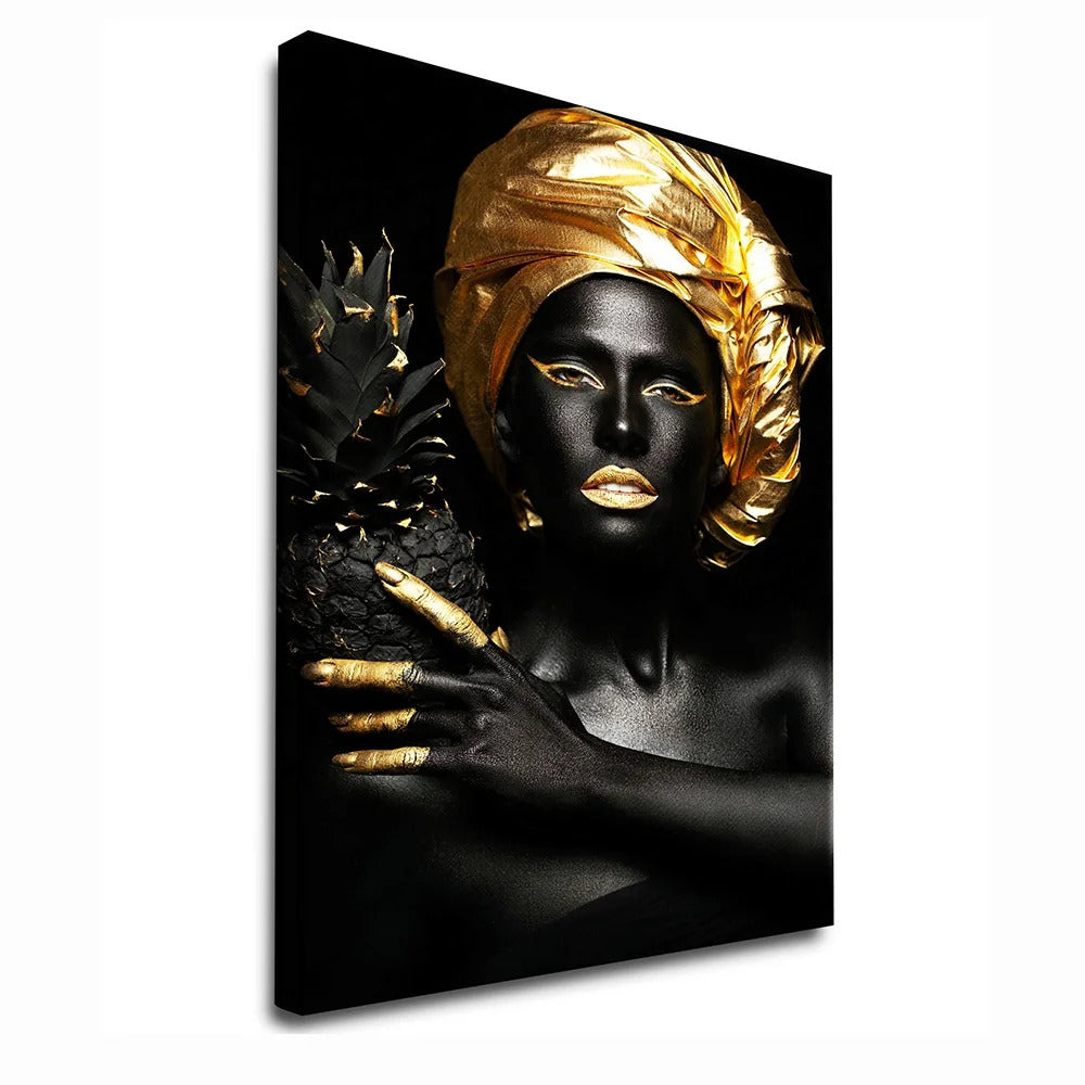 Black Woman Gold Canvas