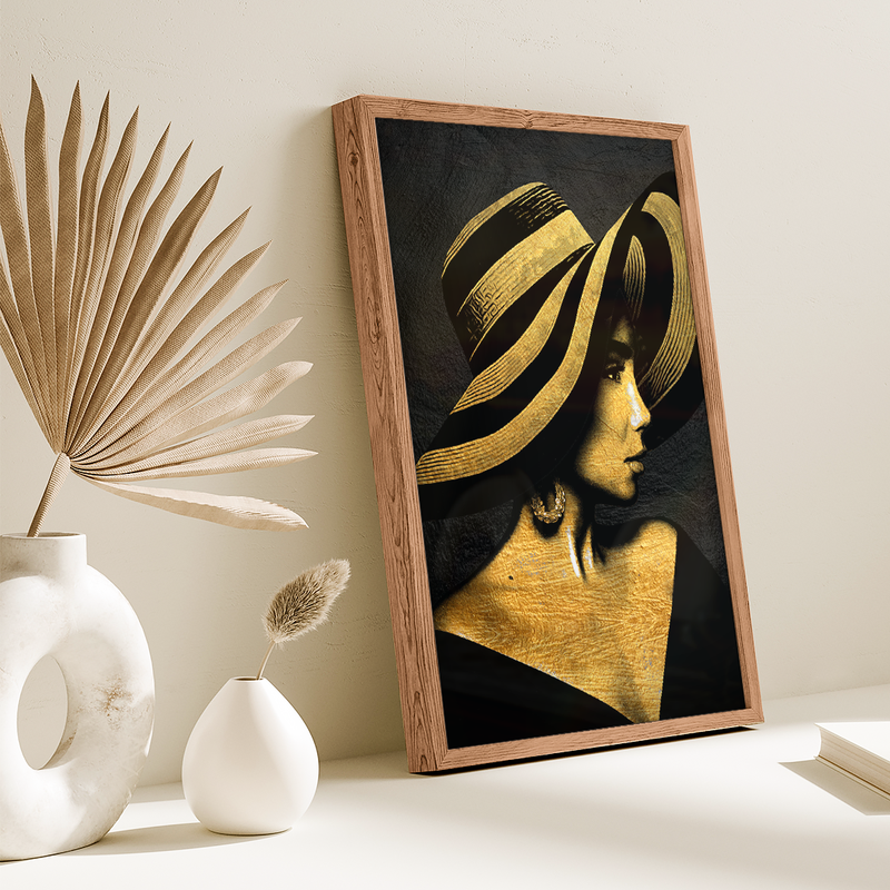 Yellow Woman and Hat V1459 Canvas