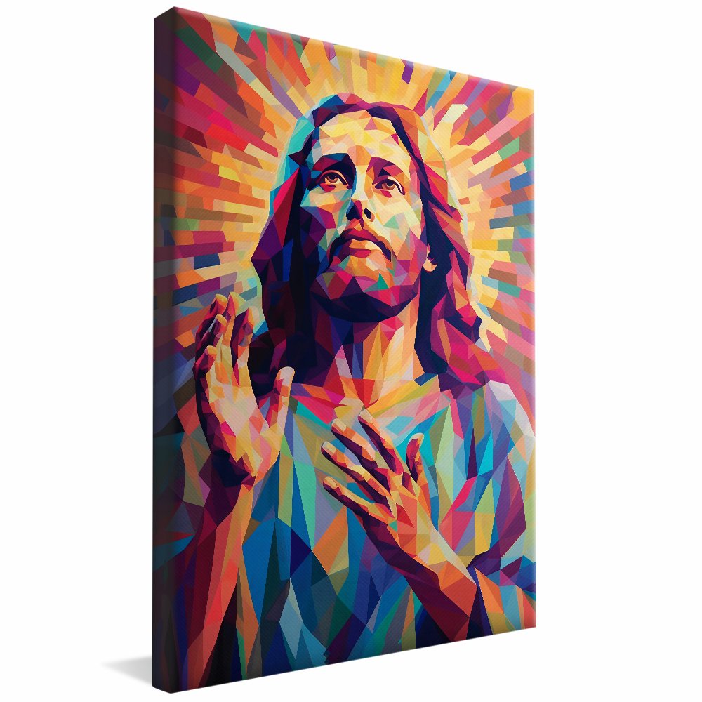 Geometric Colorful Jesus Christ Canvas