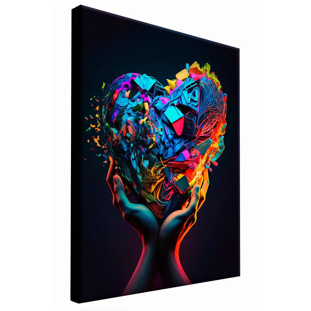 Abstract Hands Holding Heart Canvas