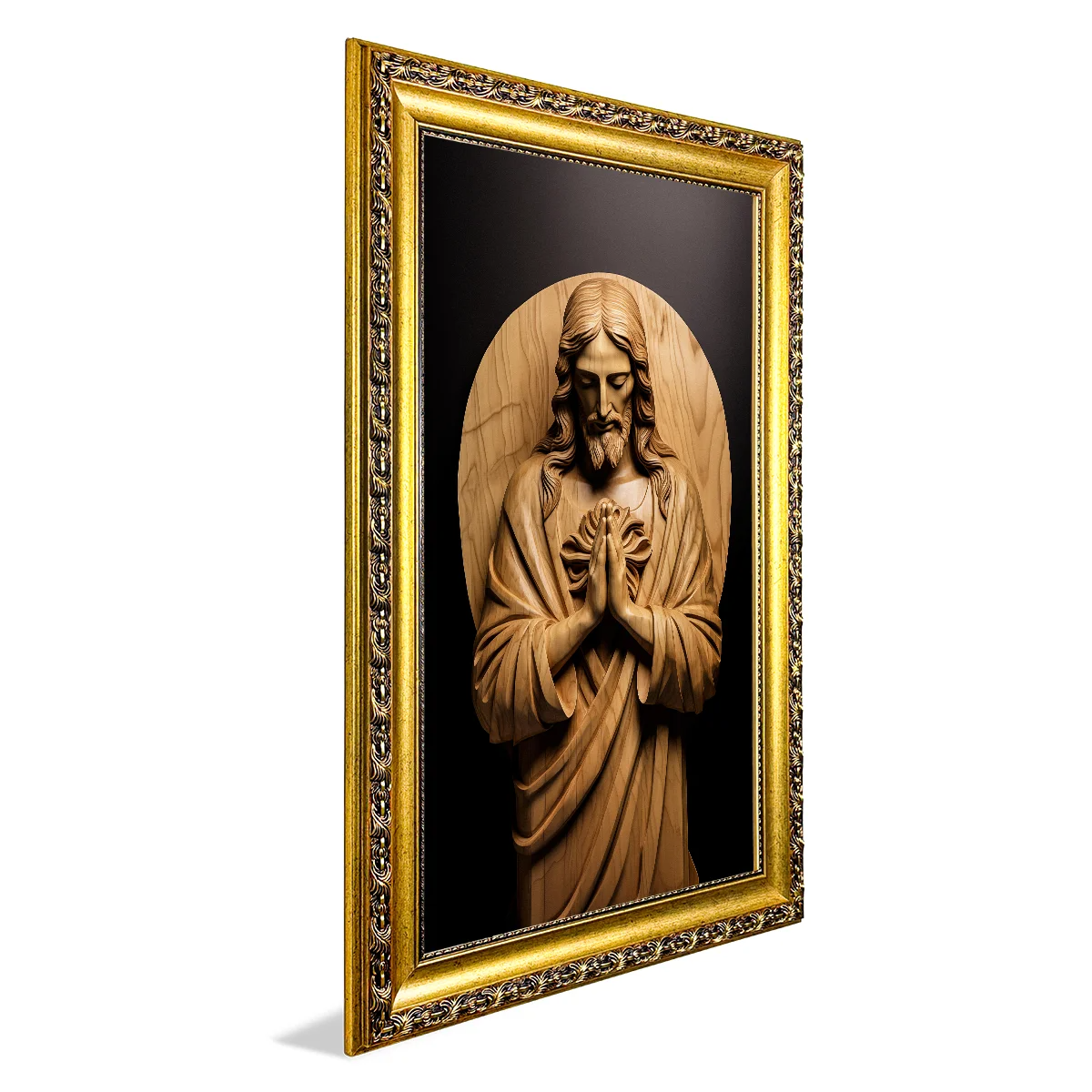 Jesus Christ in Carved Wood Canvas