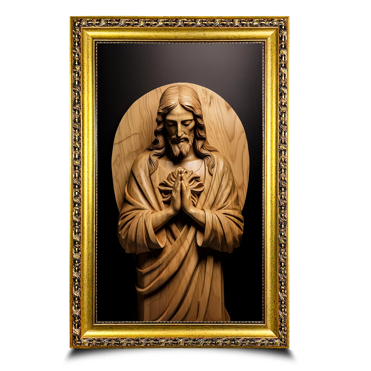 Jesus Christ in Carved Wood Canvas