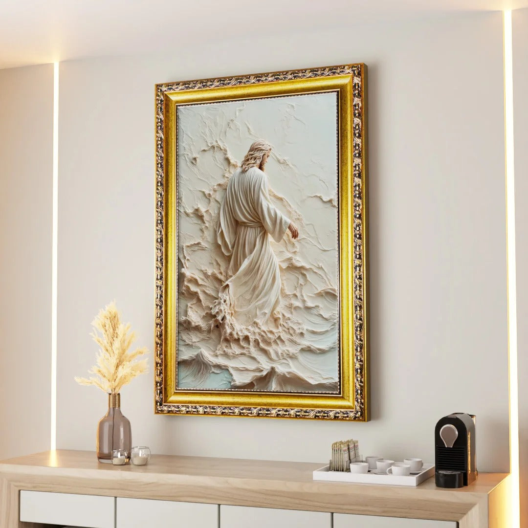 Jesus Walking on Water in Marble Canvas