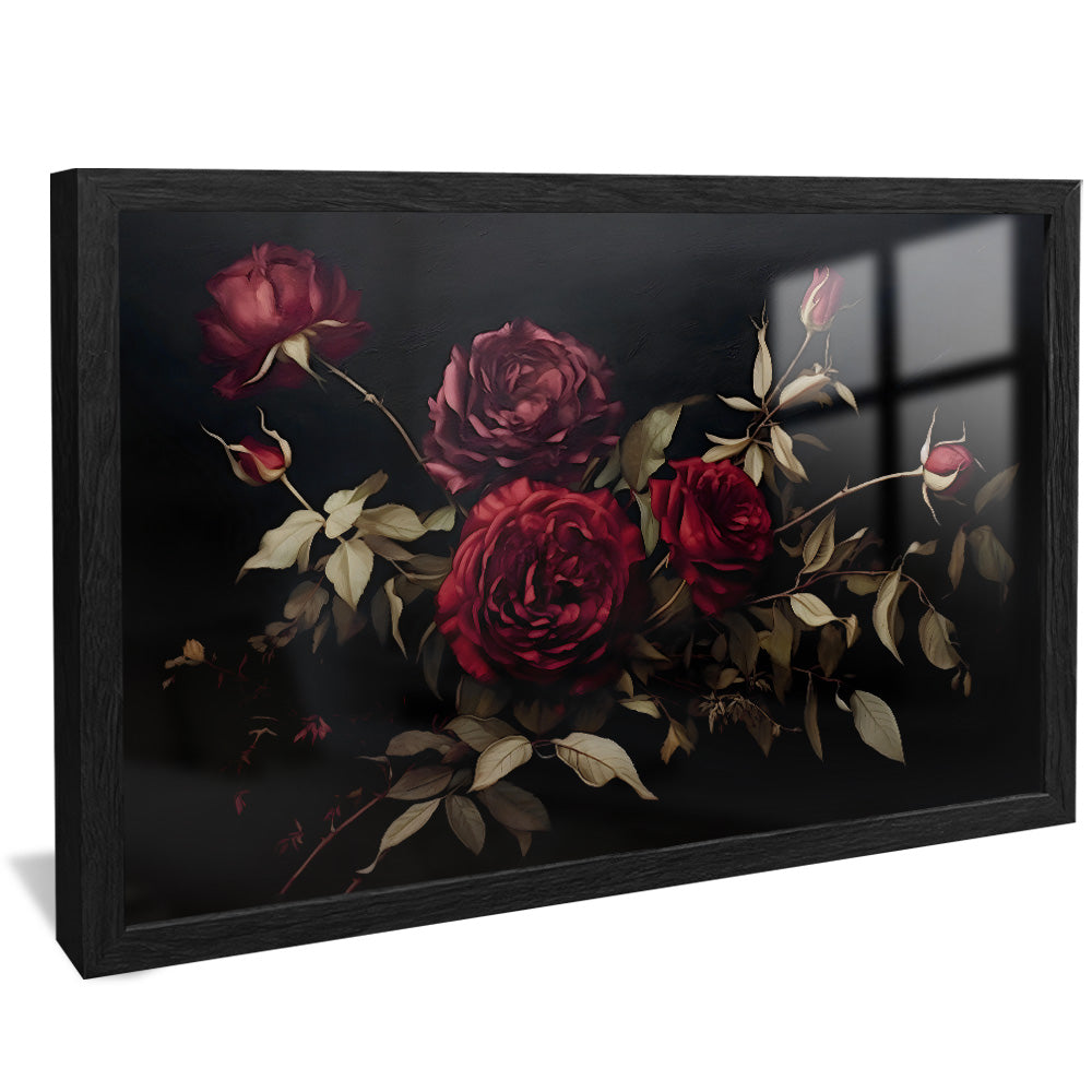 Painting of Roses on Dark Background V2487 Canvas