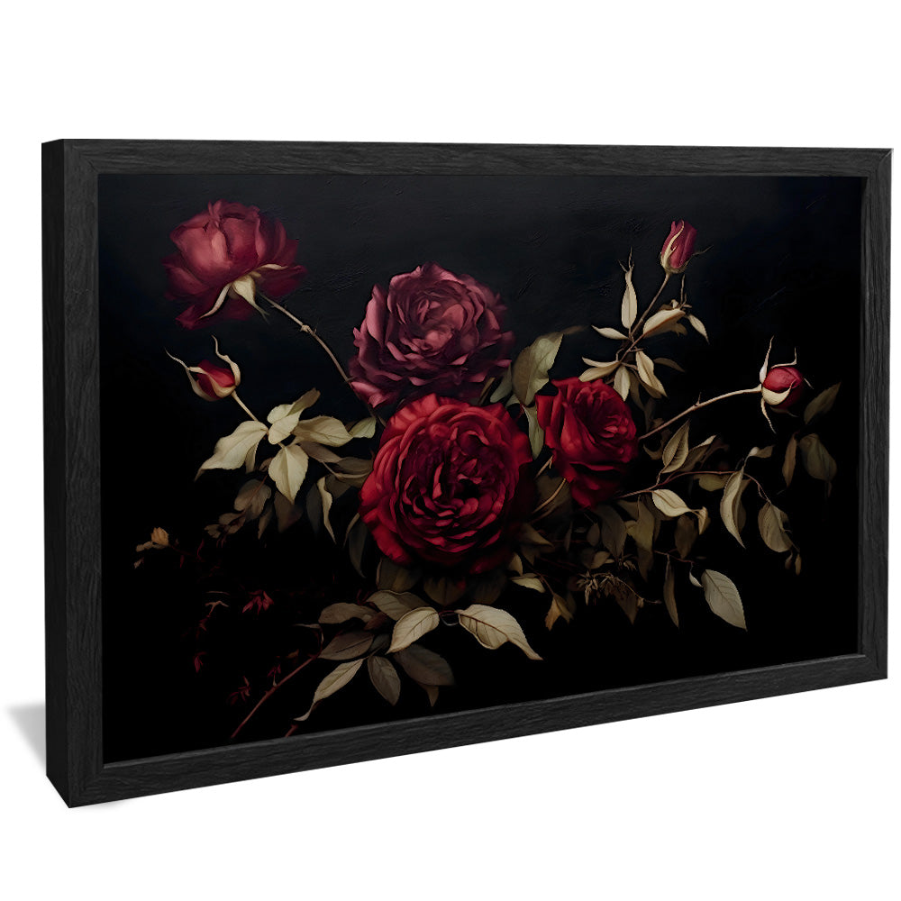 Painting of Roses on Dark Background V2487 Canvas