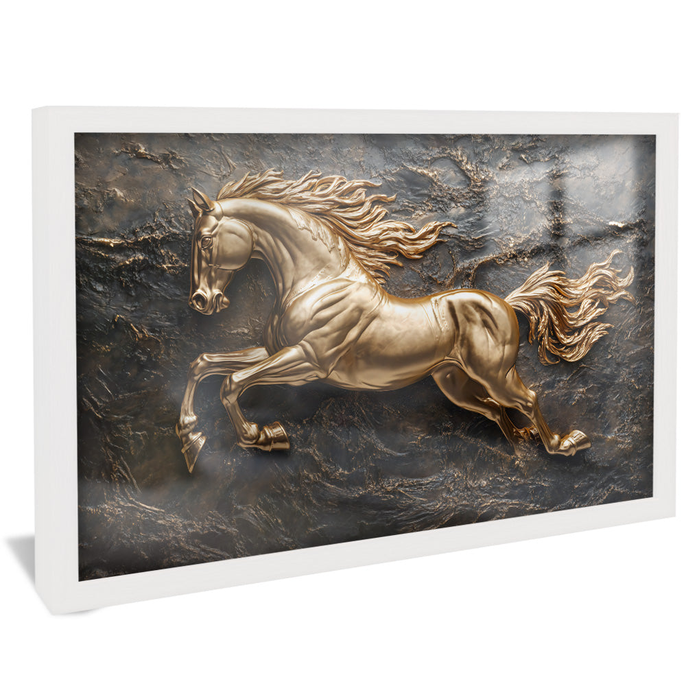 Golden Horse on Metal V2330 Canvas