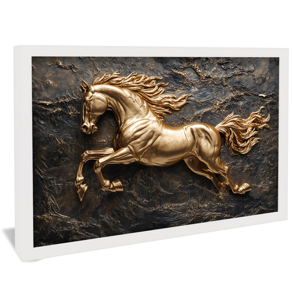 Golden Horse on Metal V2330 Canvas