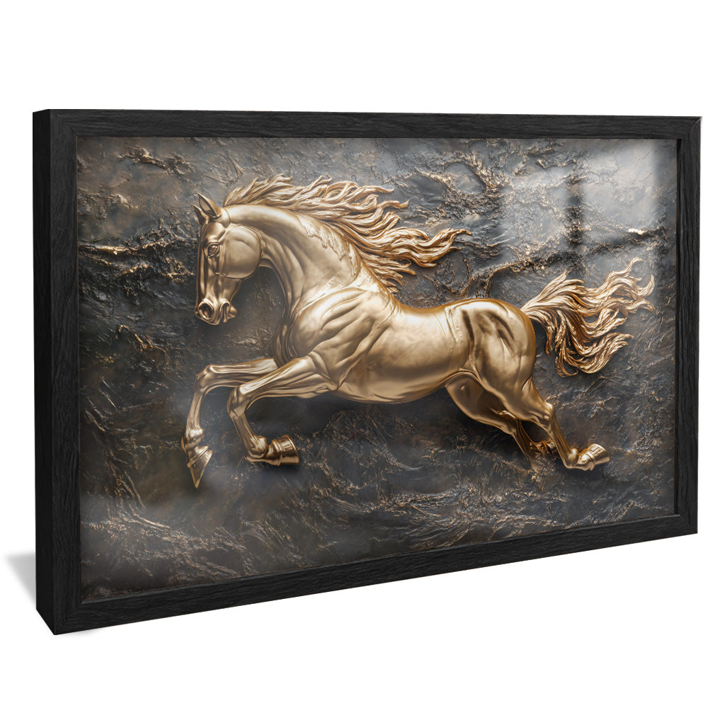 Golden Horse on Metal V2330 Canvas