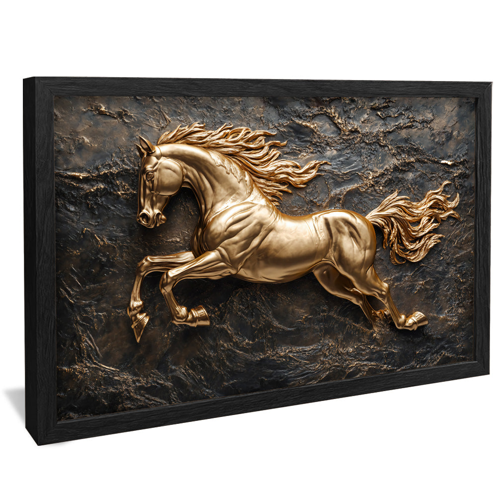 Golden Horse on Metal V2330 Canvas