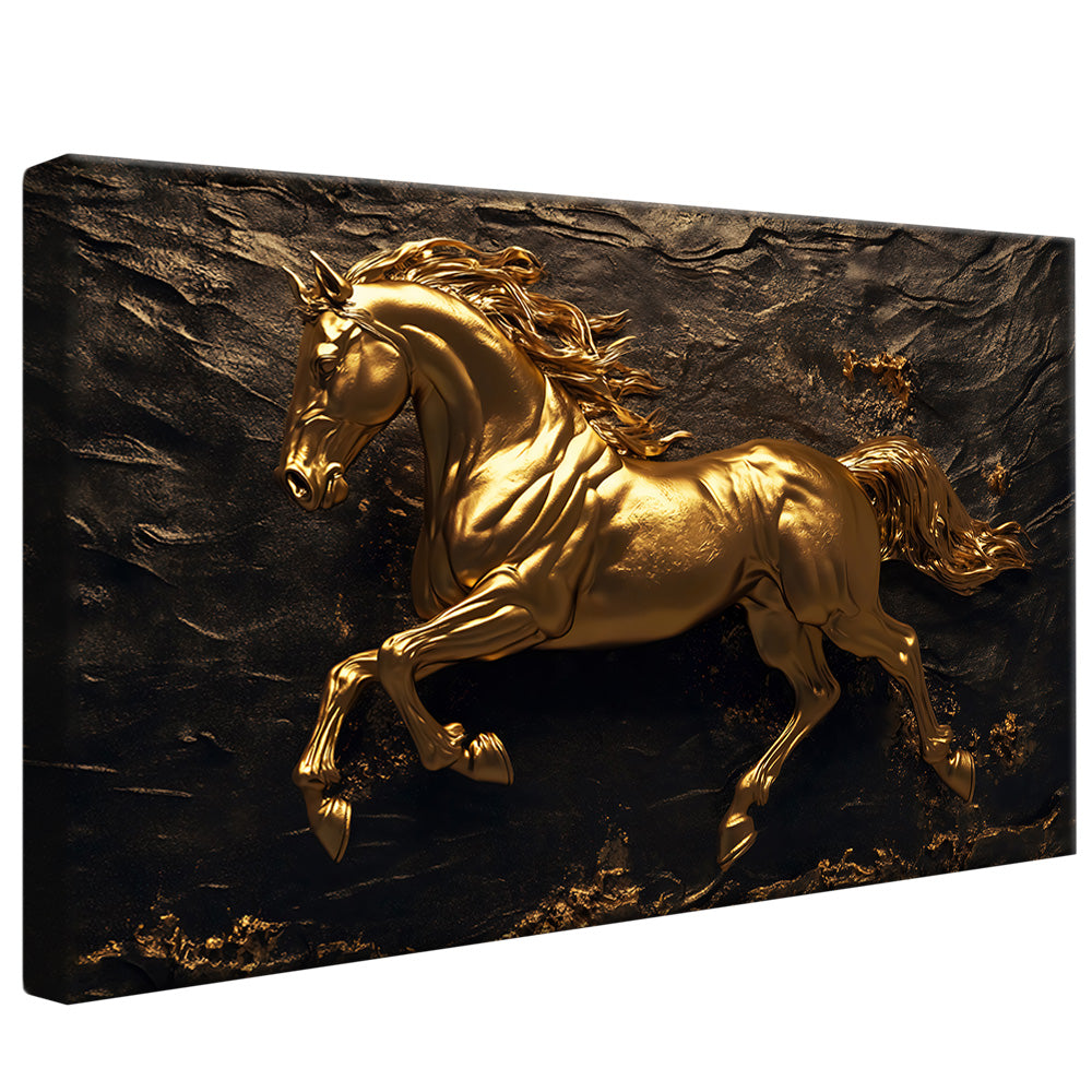 Golden Horse on Stone V2332 Canvas