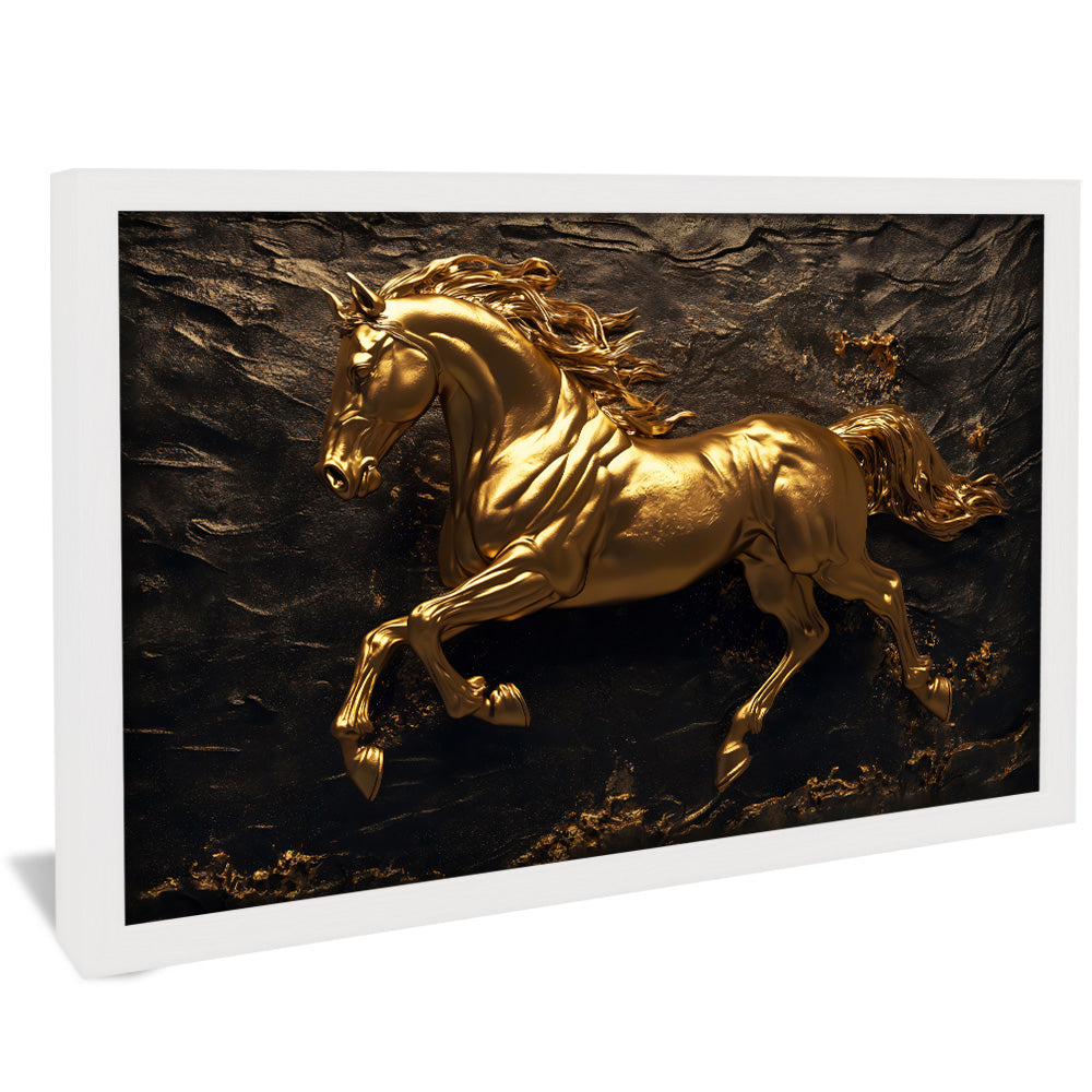 Golden Horse on Stone V2332 Canvas