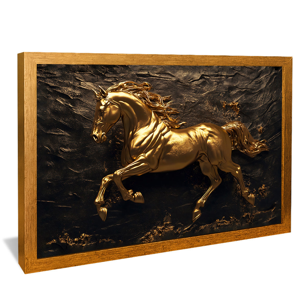 Golden Horse on Stone V2332 Canvas