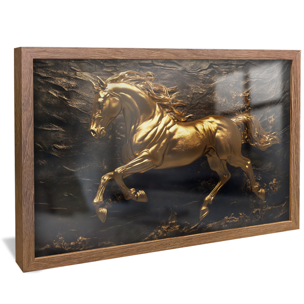 Golden Horse on Stone V2332 Canvas
