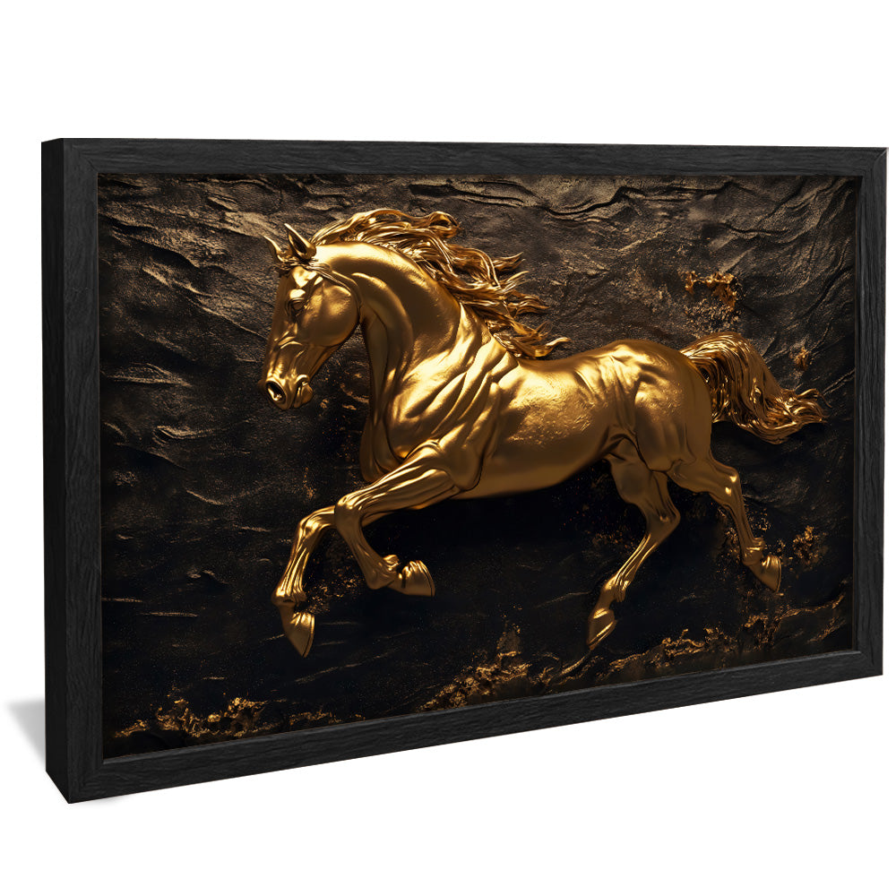 Golden Horse on Stone V2332 Canvas