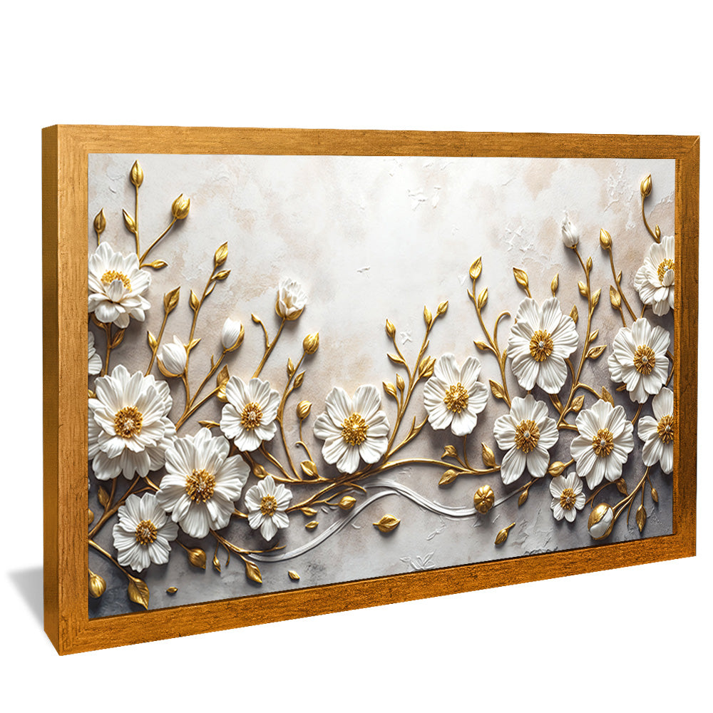 Plaster and Gold Floral V2459 Canvas
