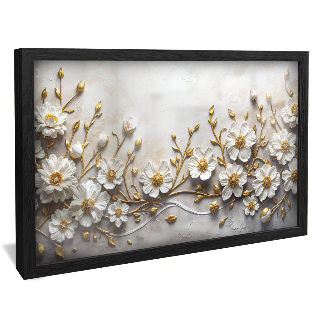 Plaster and Gold Floral V2459 Canvas