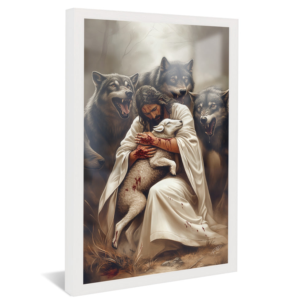 Decorative Canvas Jesus Protecting the Lamb V2159