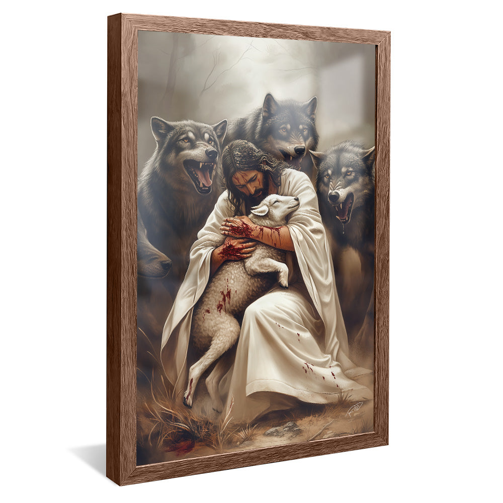 Decorative Canvas Jesus Protecting the Lamb V2159