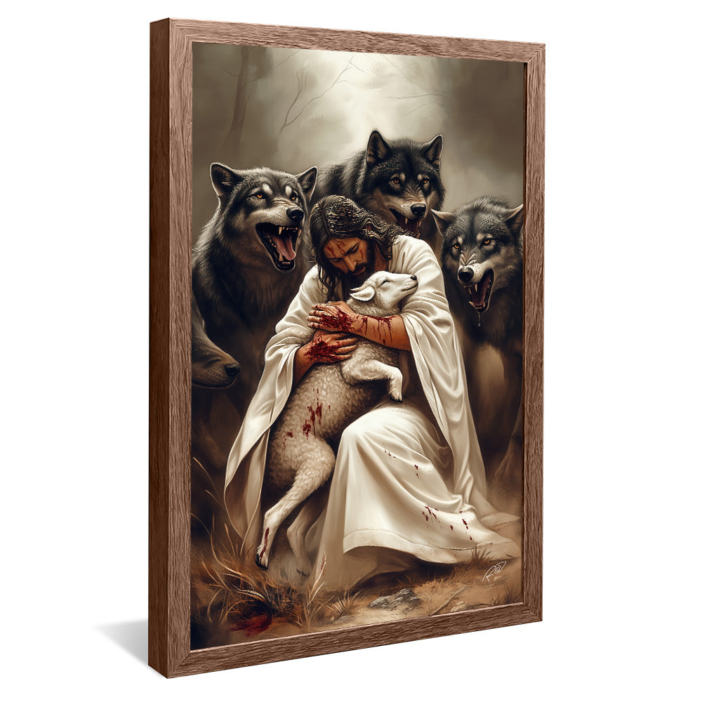 Decorative Canvas Jesus Protecting the Lamb V2159