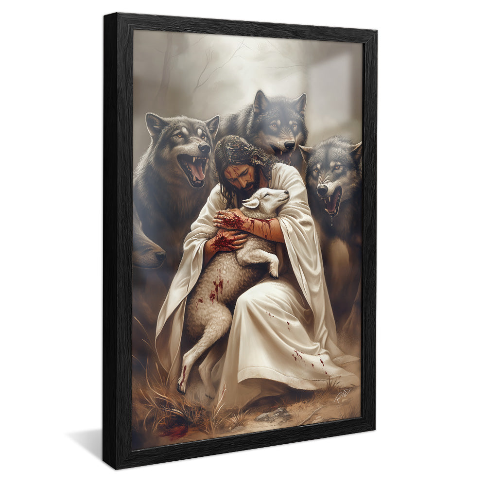 Decorative Canvas Jesus Protecting the Lamb V2159