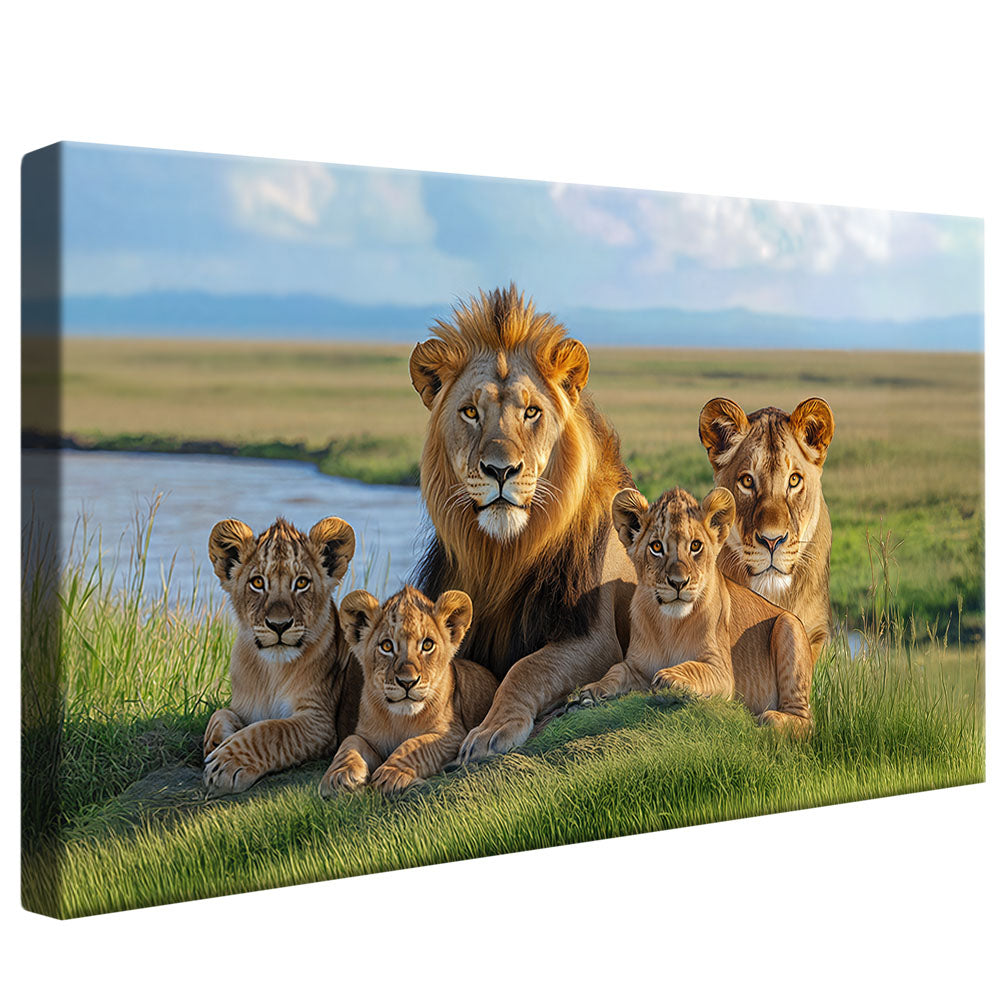 Decorative Canvas Lion with Family V2157