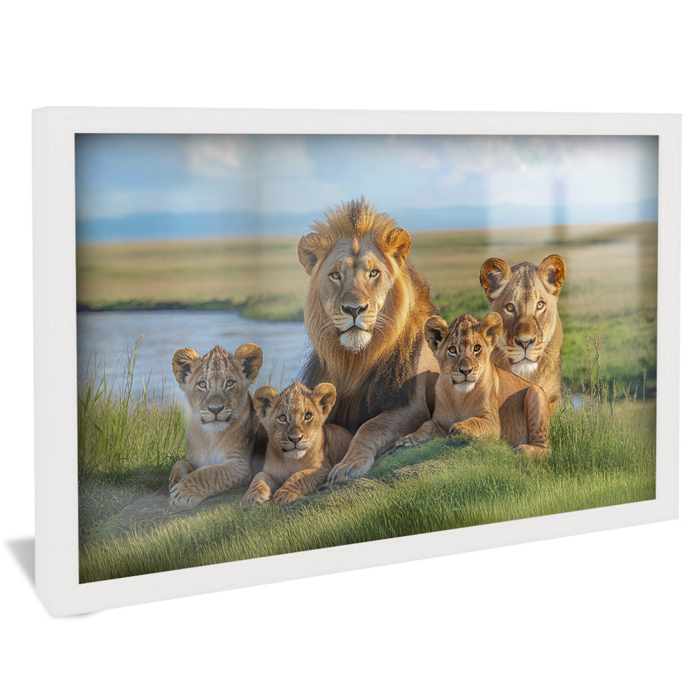 Decorative Canvas Lion with Family V2157