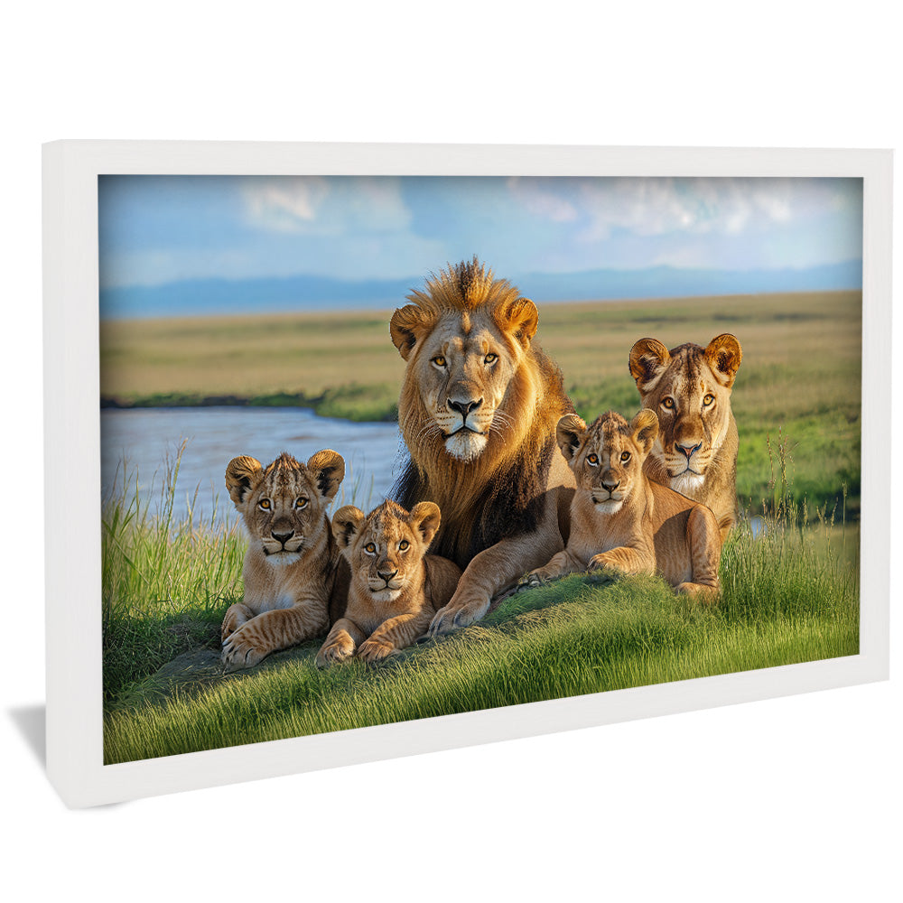 Decorative Canvas Lion with Family V2157