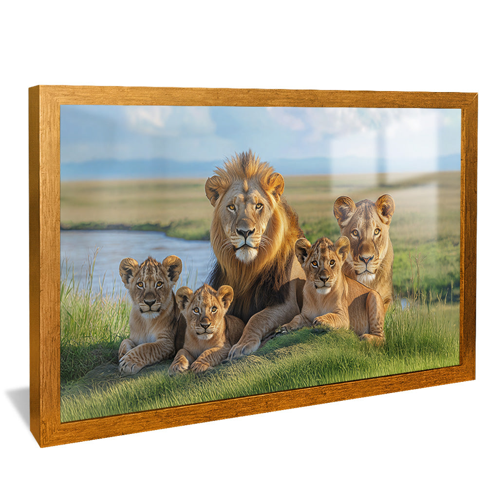 Decorative Canvas Lion with Family V2157