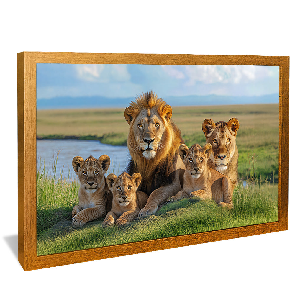 Decorative Canvas Lion with Family V2157