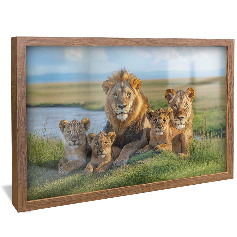 Decorative Canvas Lion with Family V2157