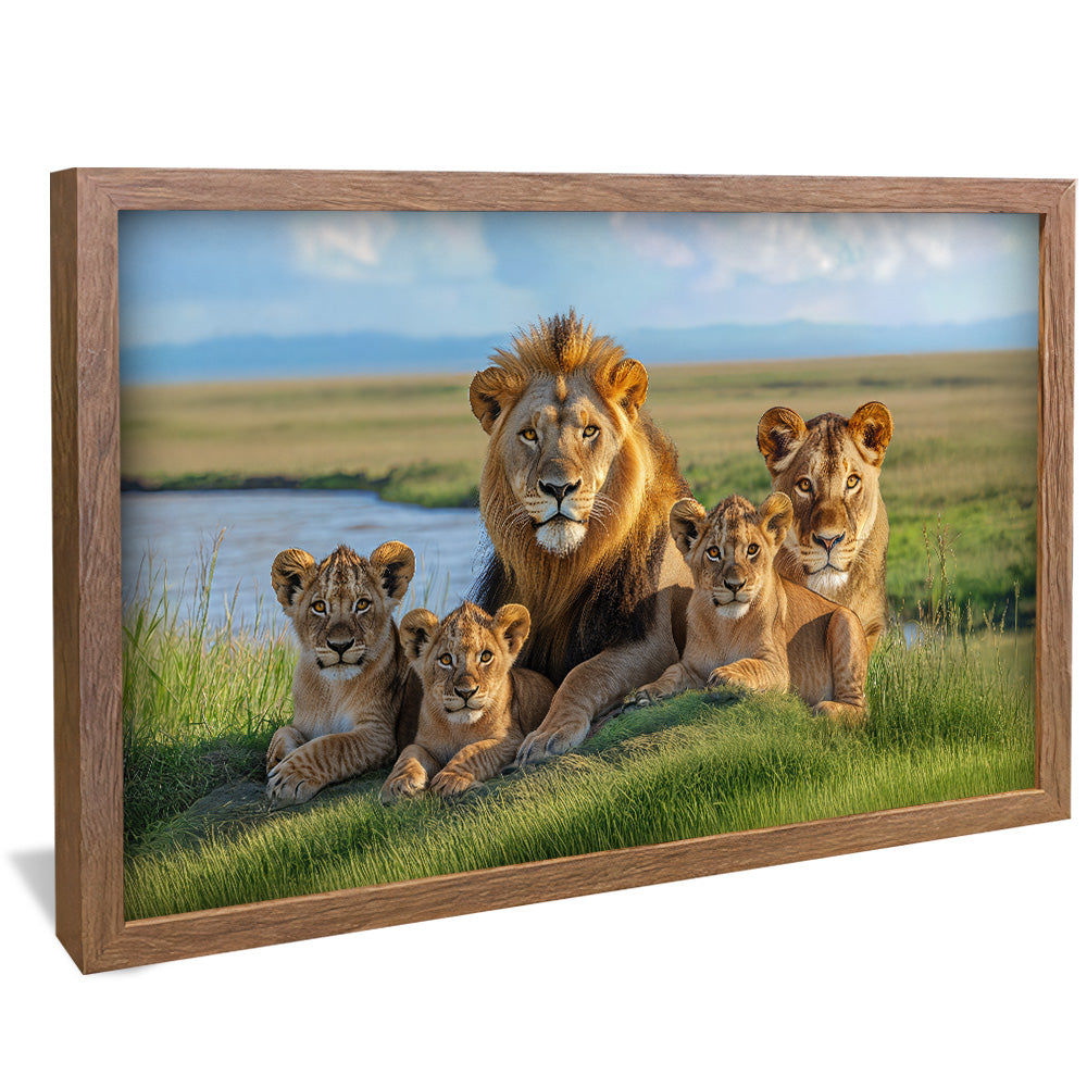 Decorative Canvas Lion with Family V2157