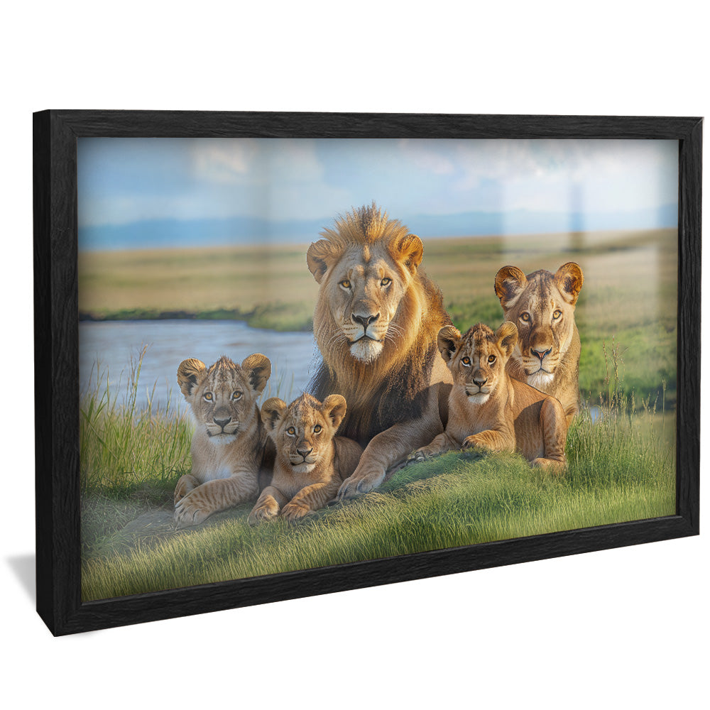 Decorative Canvas Lion with Family V2157