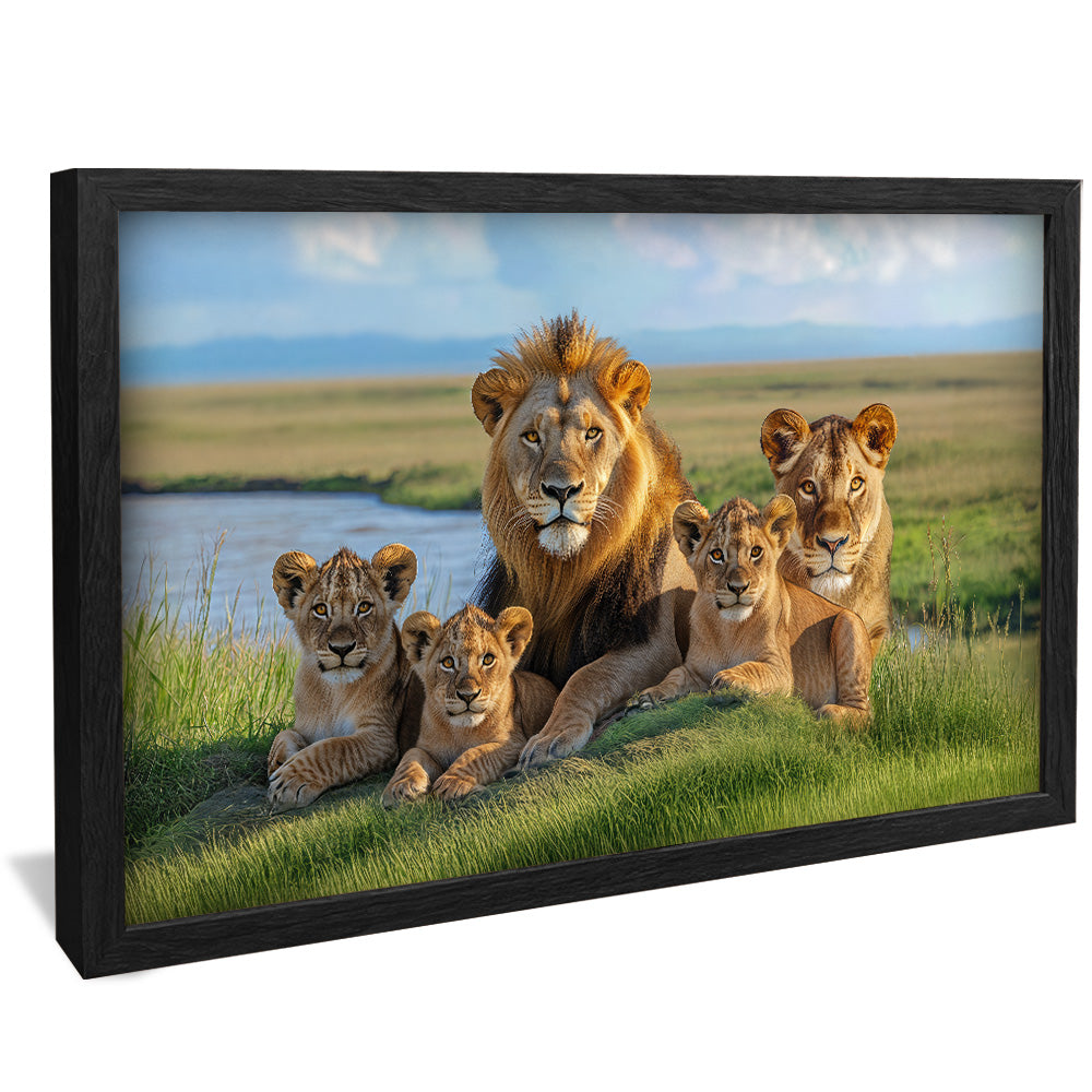 Decorative Canvas Lion with Family V2157