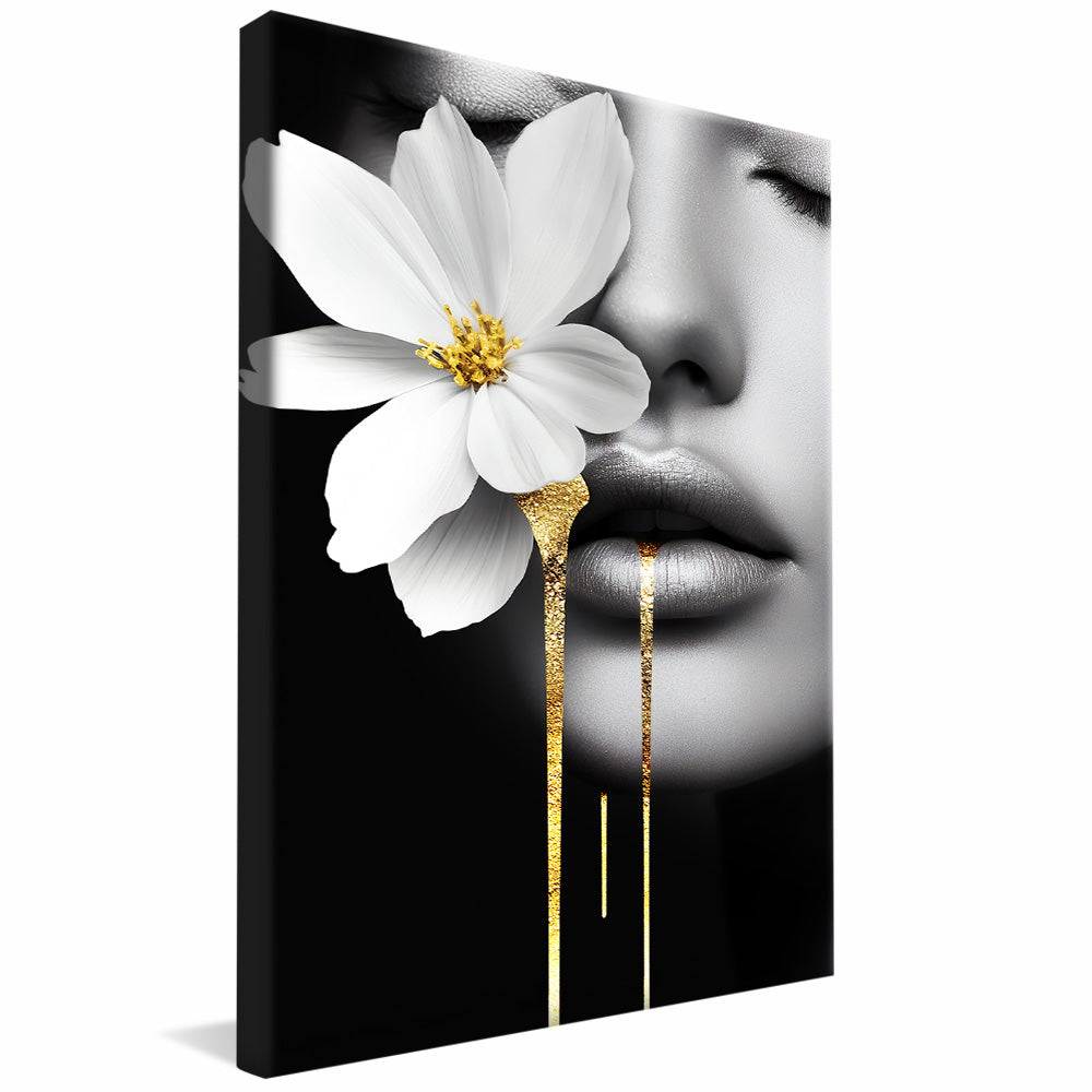 Woman and Flower Black and White V2335 Canvas