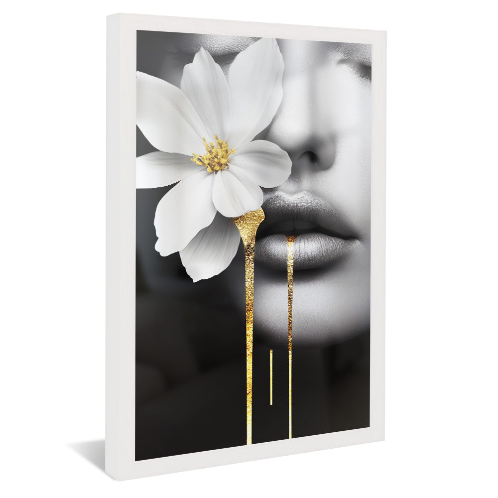 Woman and Flower Black and White V2335 Canvas