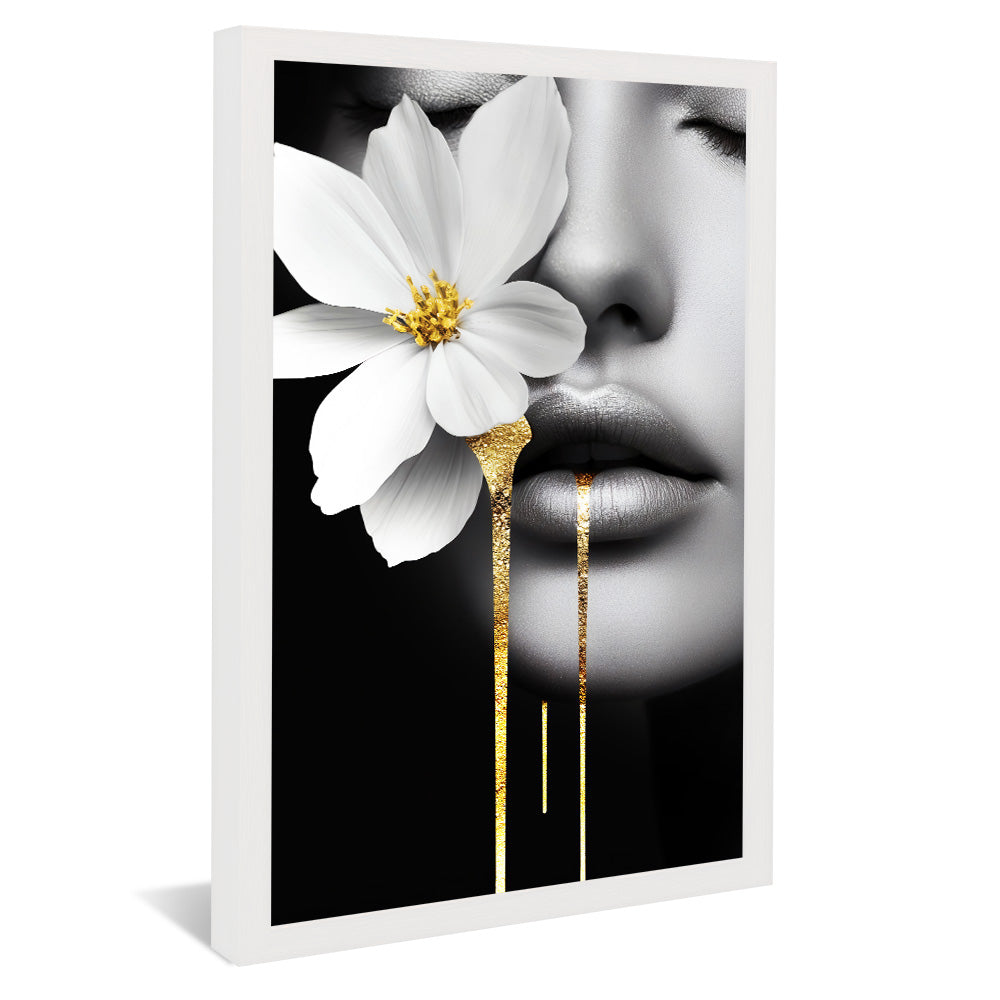 Woman and Flower Black and White V2335 Canvas