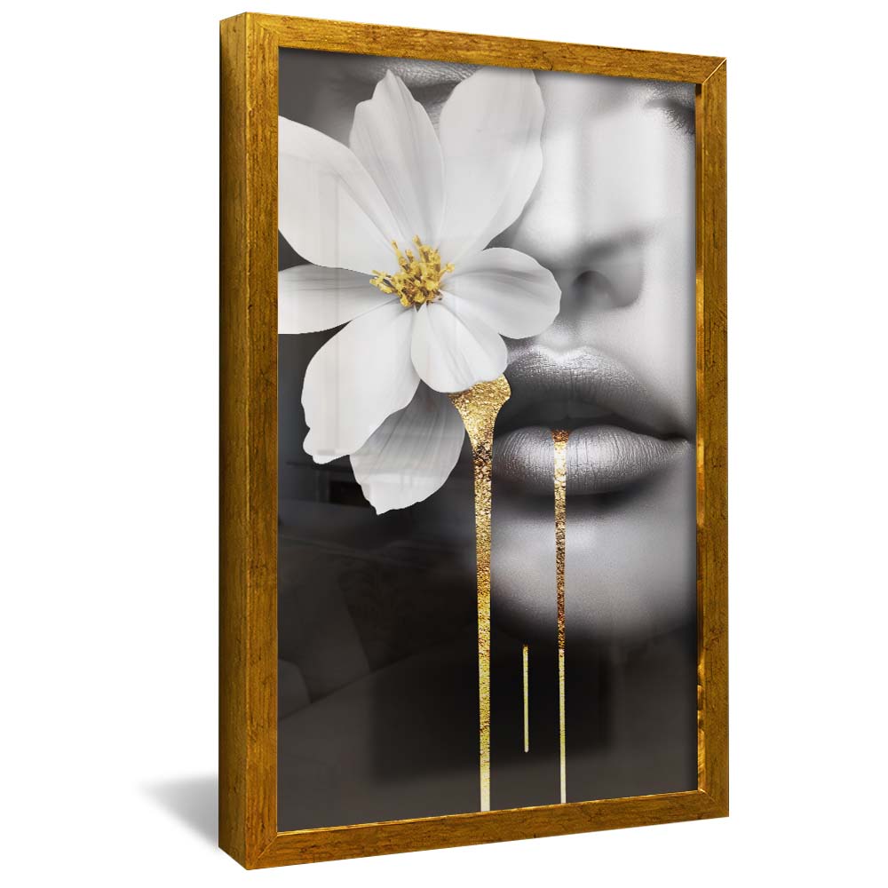 Woman and Flower Black and White V2335 Canvas
