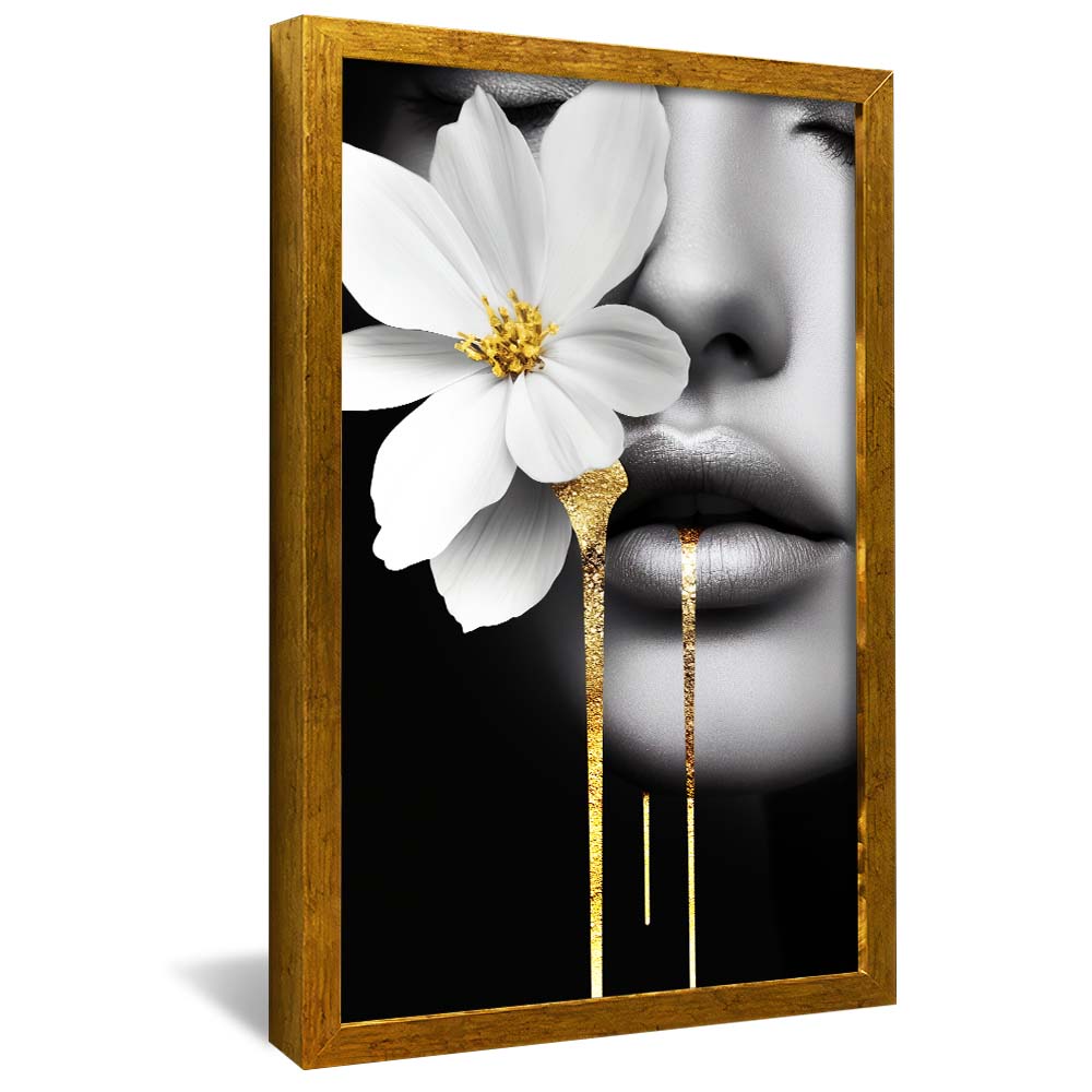 Woman and Flower Black and White V2335 Canvas