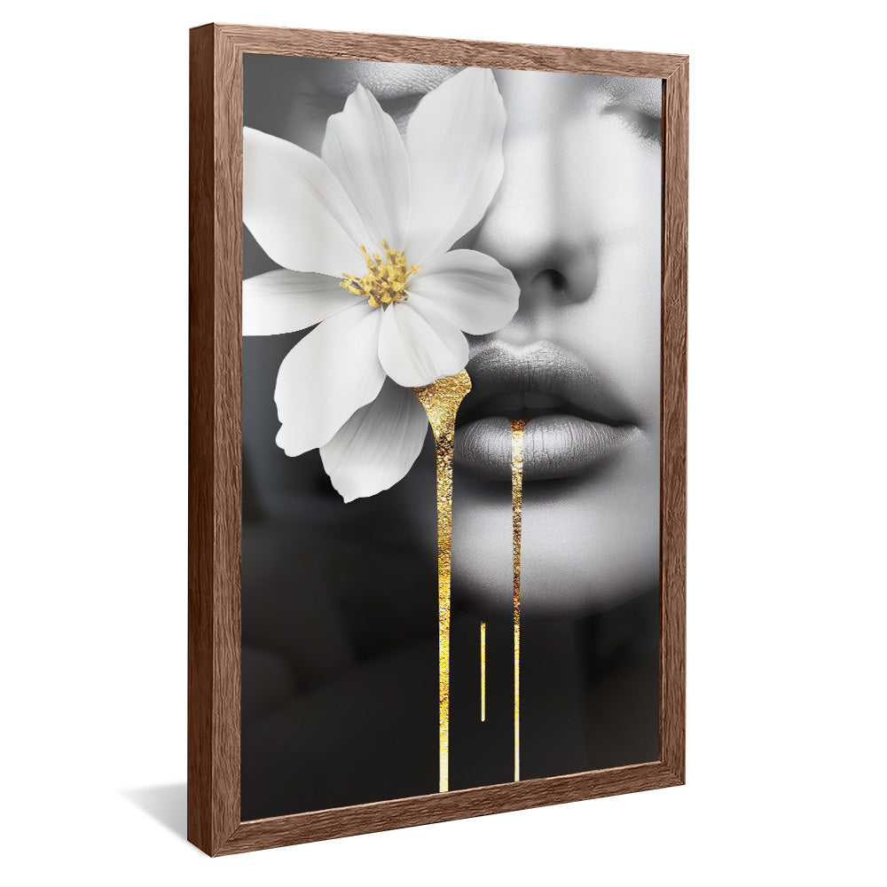 Woman and Flower Black and White V2335 Canvas