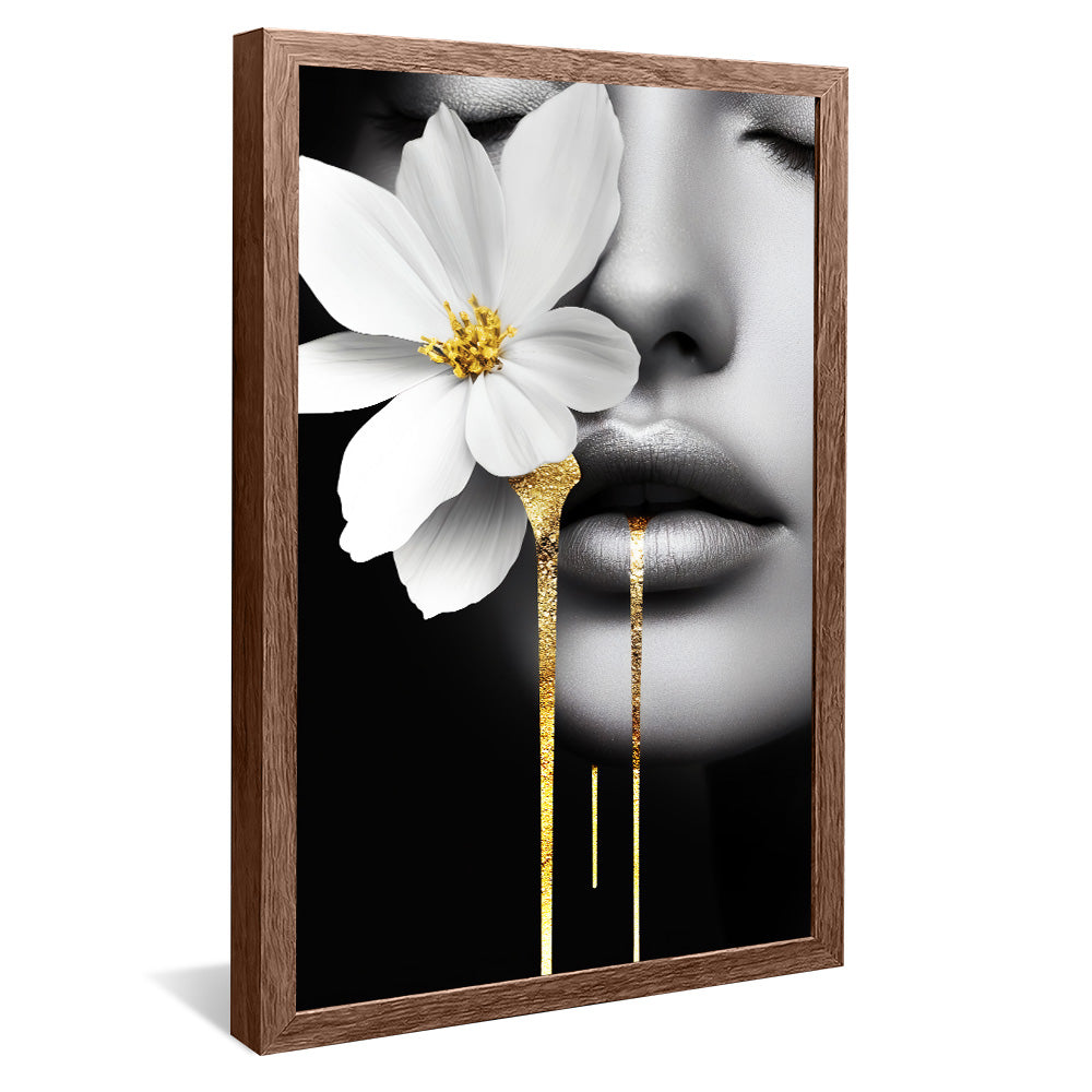 Woman and Flower Black and White V2335 Canvas