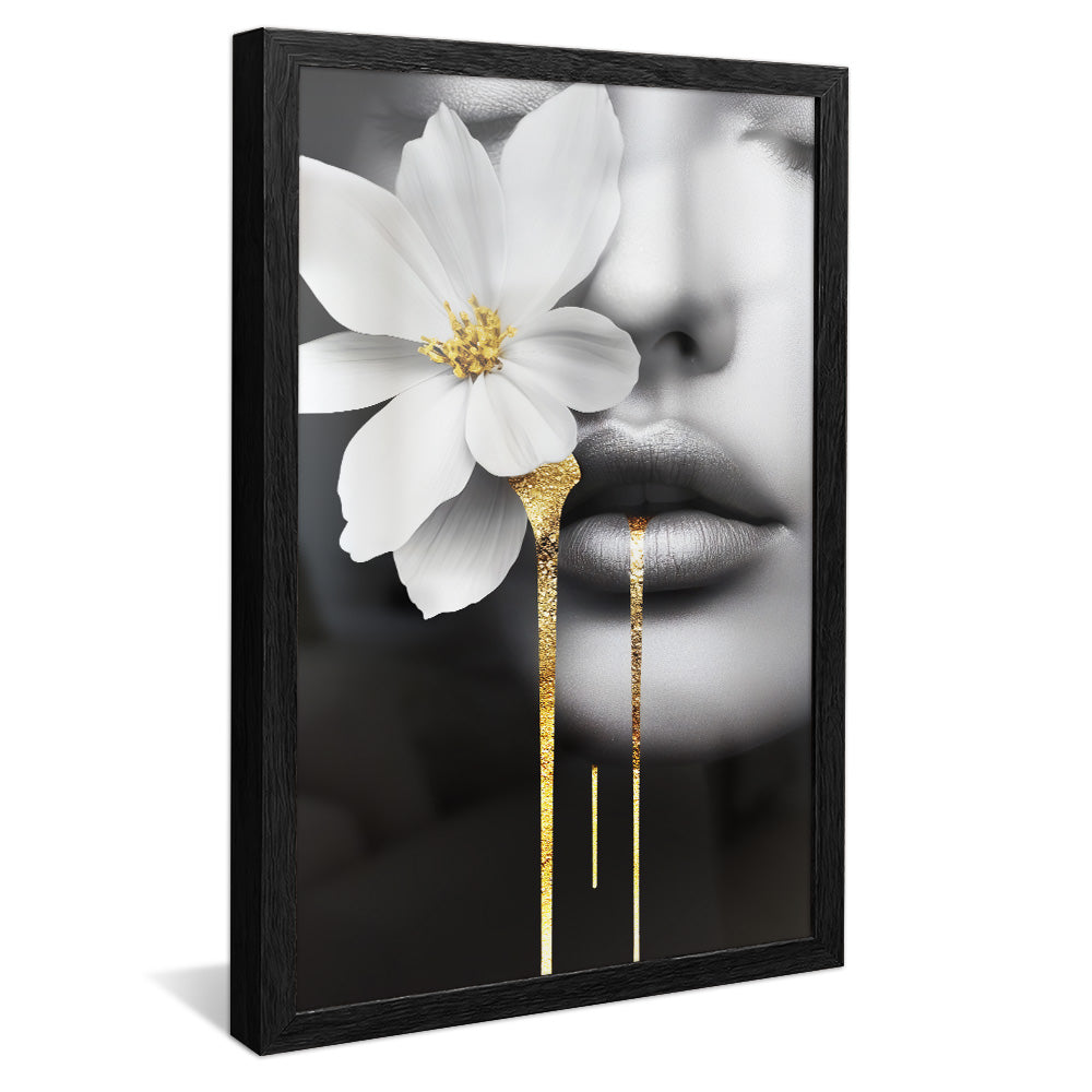 Woman and Flower Black and White V2335 Canvas