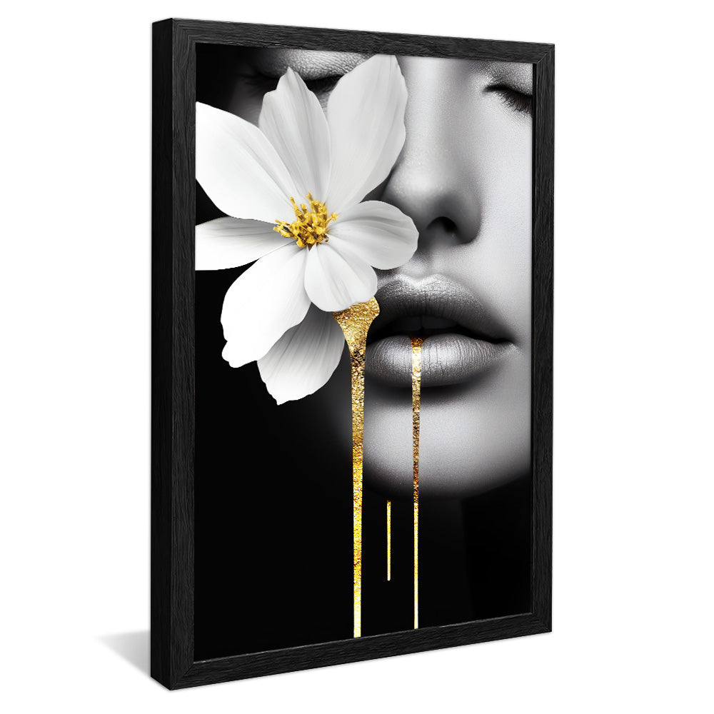 Woman and Flower Black and White V2335 Canvas