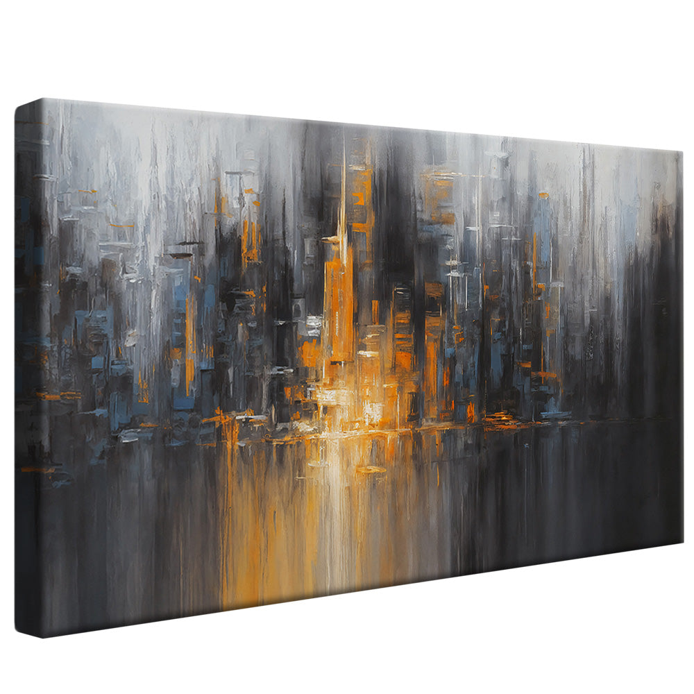 Orange and Black Abstract Painting Panel V2441 Canvas