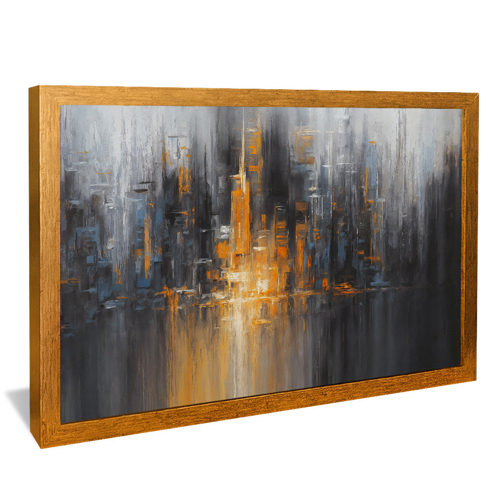 Orange and Black Abstract Painting Panel V2441 Canvas