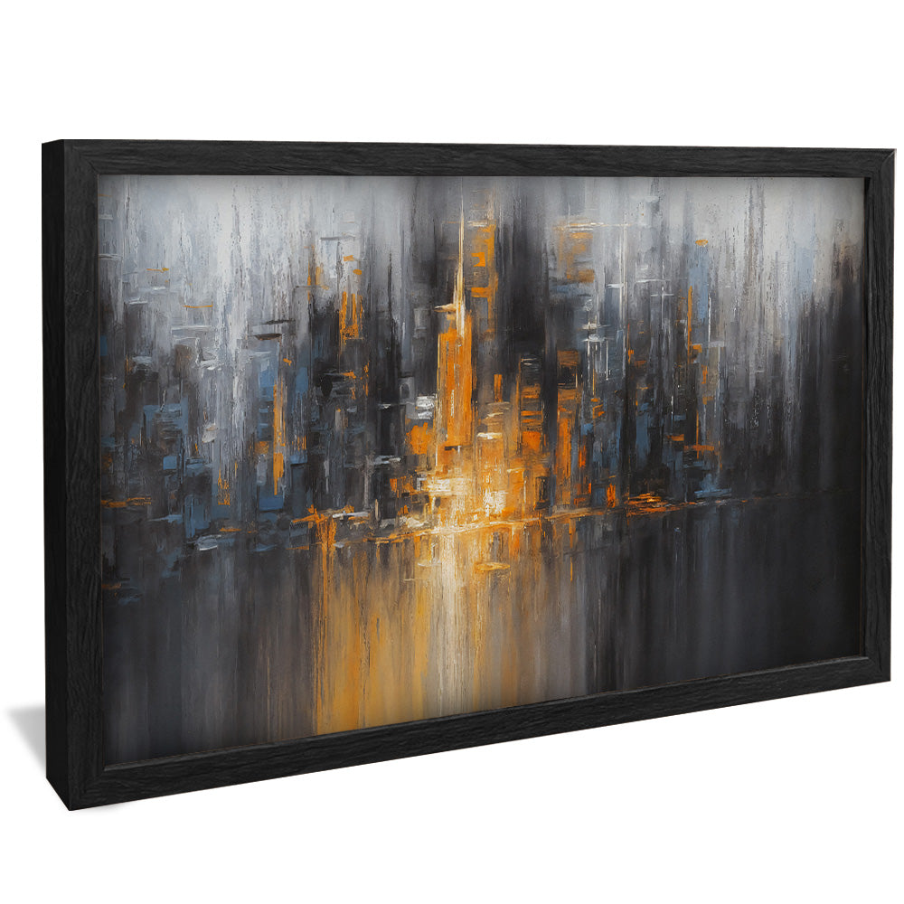 Orange and Black Abstract Painting Panel V2441 Canvas