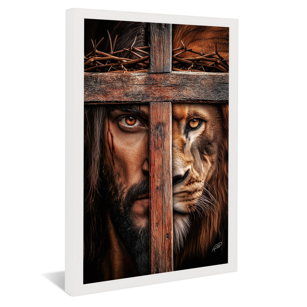 Decorative Canvas Face of Jesus and Lion on the Cross V2169